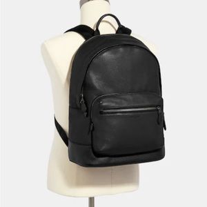 EUC- COACH- West Backpack - black pebbled leather
